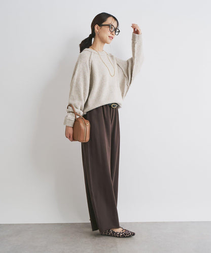 拉鍊亮絲紗線插肩袖針織衫