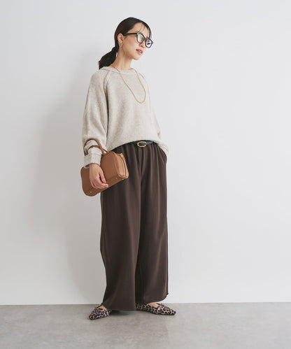 拉鍊亮絲紗線插肩袖針織衫