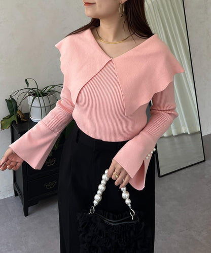 荷葉邊領針織上衣