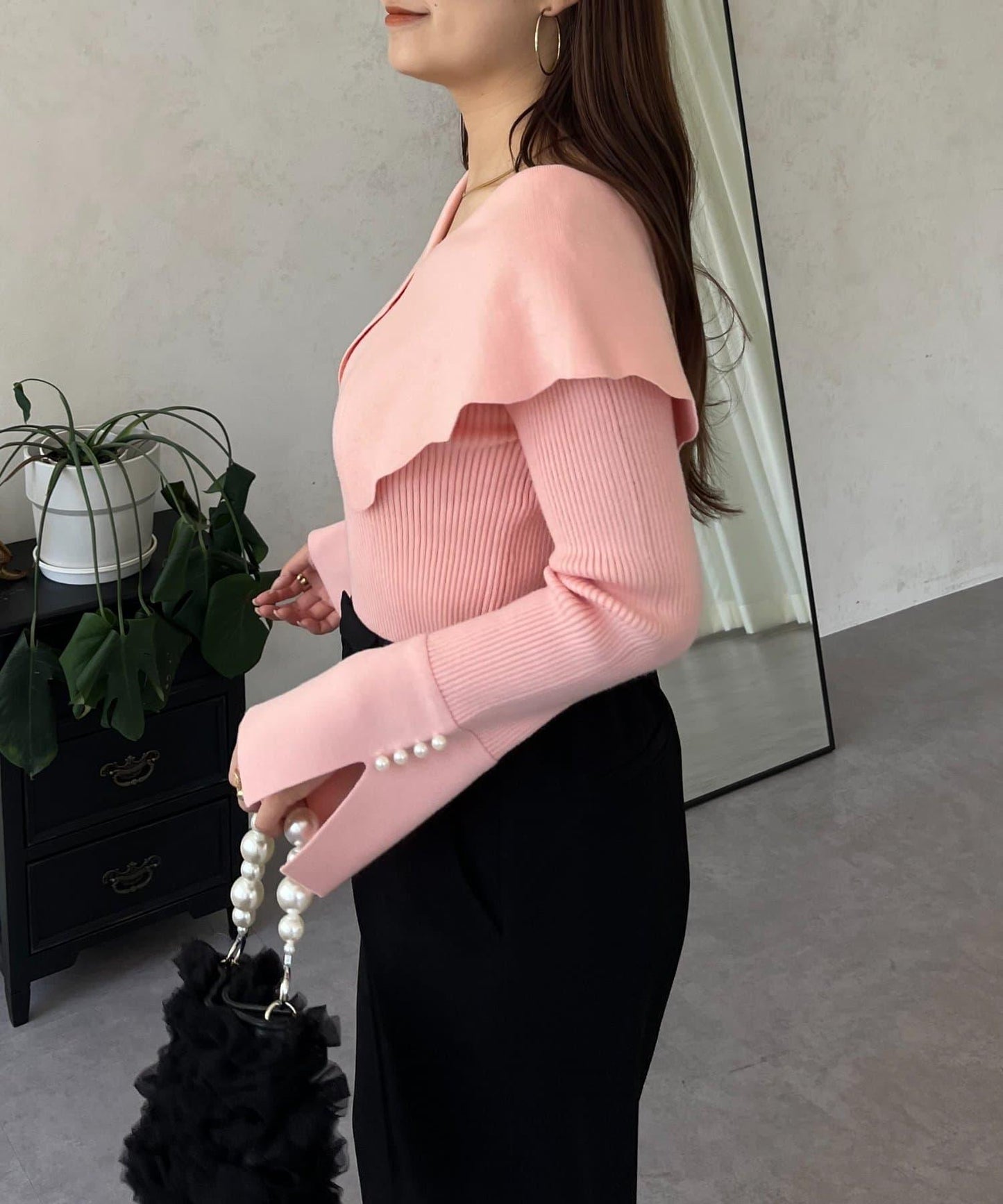 荷葉邊領針織上衣