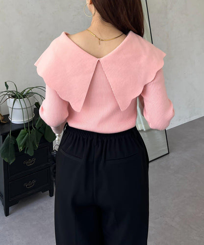 荷葉邊領針織上衣