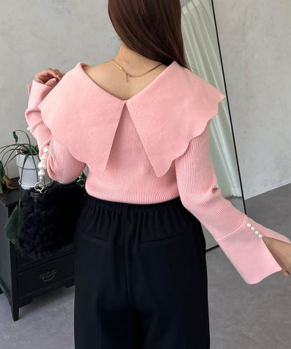 荷葉邊領針織上衣