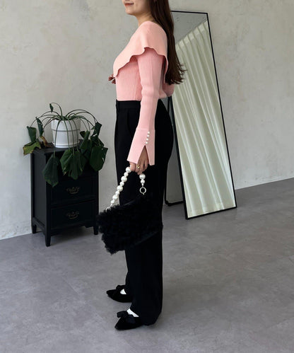 荷葉邊領針織上衣