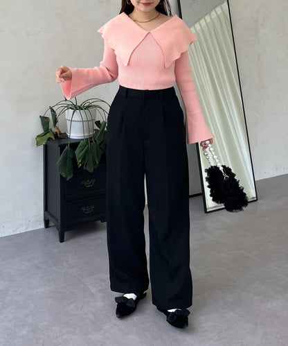 荷葉邊領針織上衣