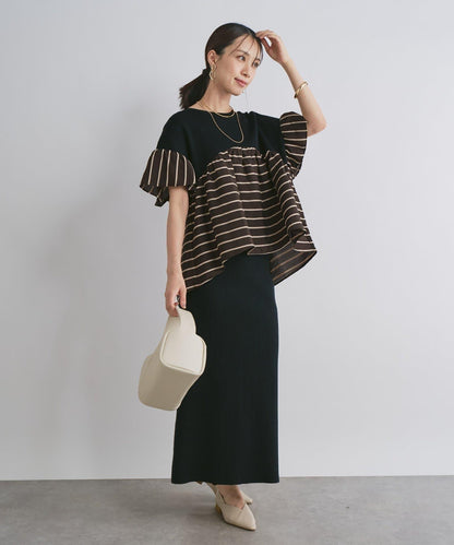 一件穿出時尚感針織拼接提花條紋