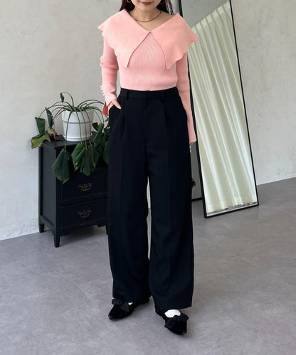 荷葉邊領針織上衣