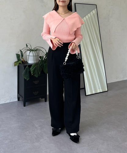 荷葉邊領針織上衣