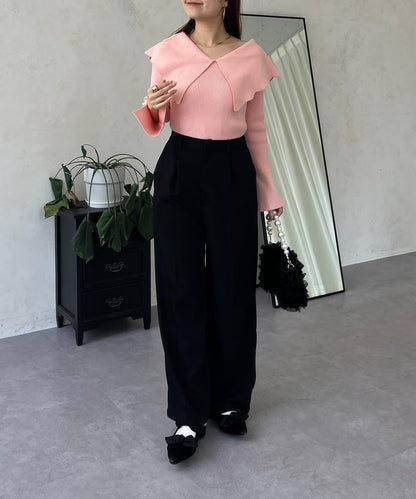 荷葉邊領針織上衣