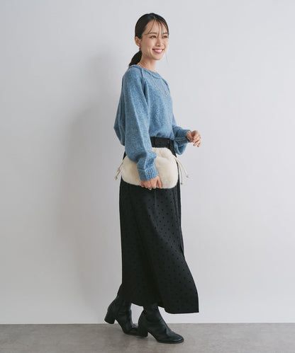 拉鍊亮絲紗線插肩袖針織衫