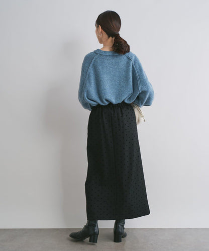 拉鍊亮絲紗線插肩袖針織衫