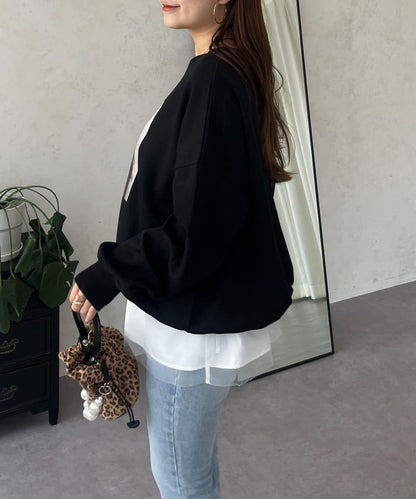 珍珠項鍊照片印花衛衣