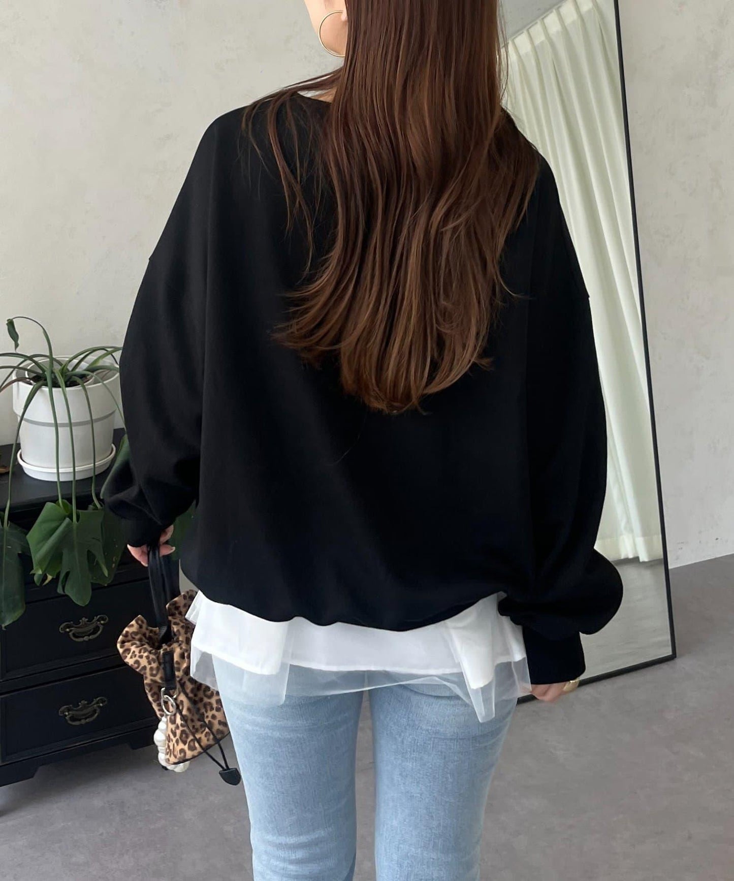 珍珠項鍊照片印花衛衣