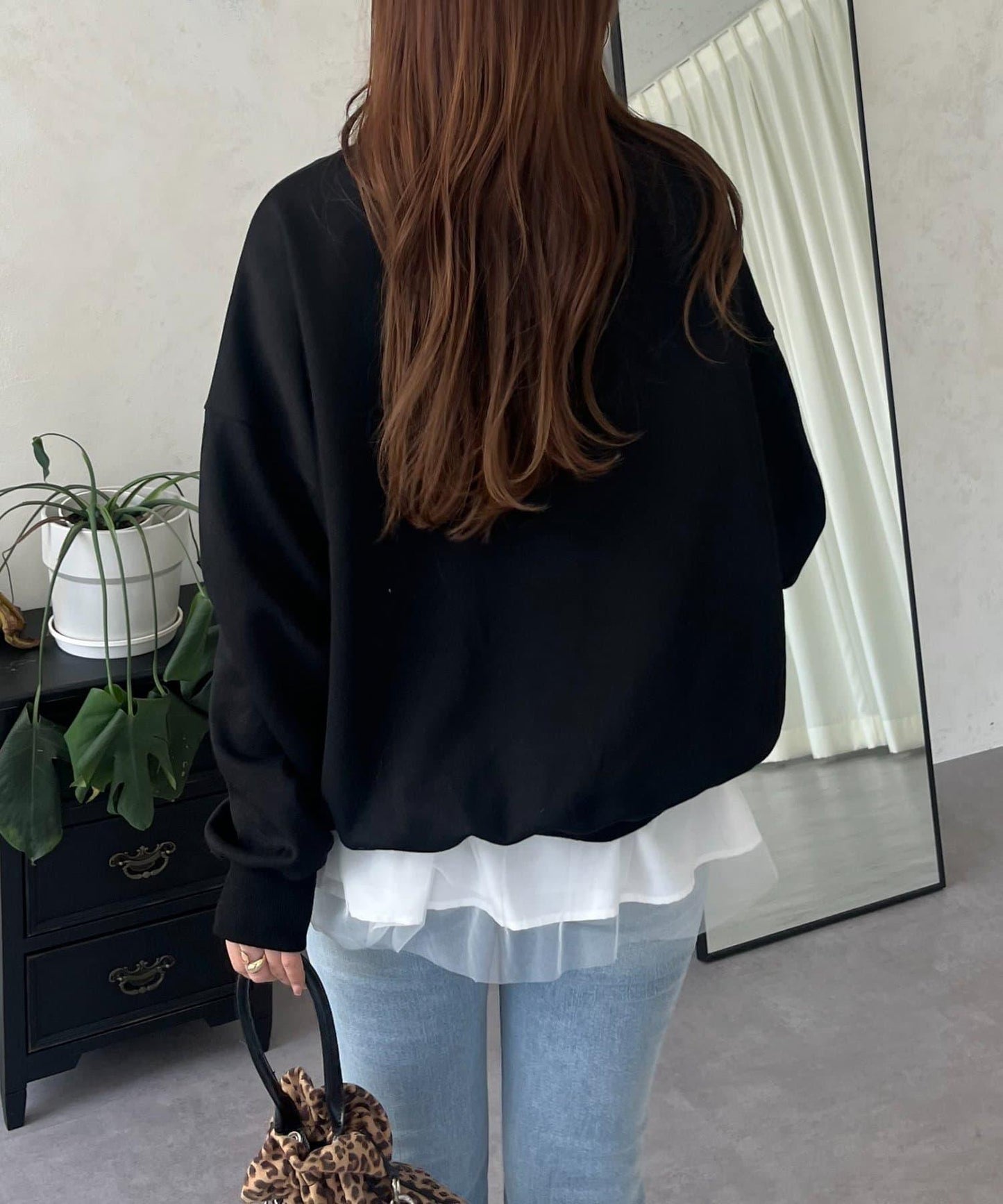 珍珠項鍊照片印花衛衣