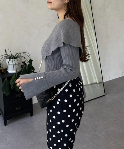 荷葉邊領針織上衣