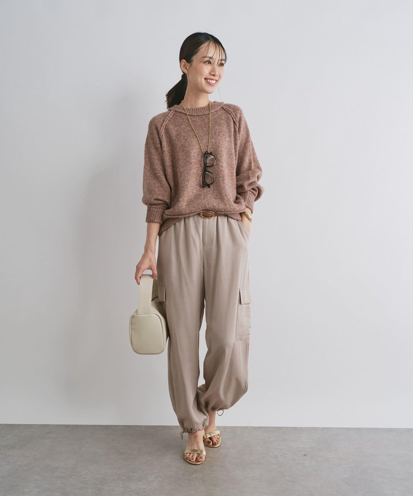 拉鍊亮絲紗線插肩袖針織衫