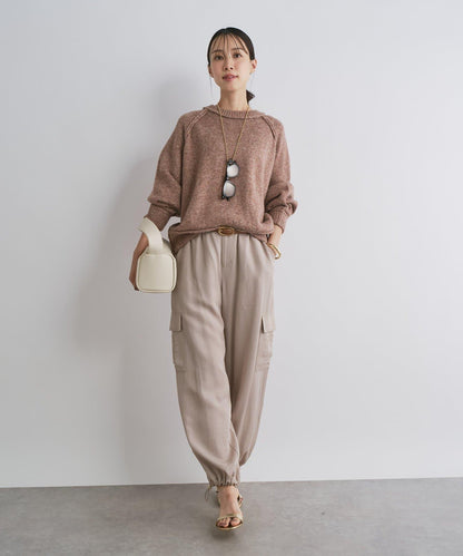 拉鍊亮絲紗線插肩袖針織衫