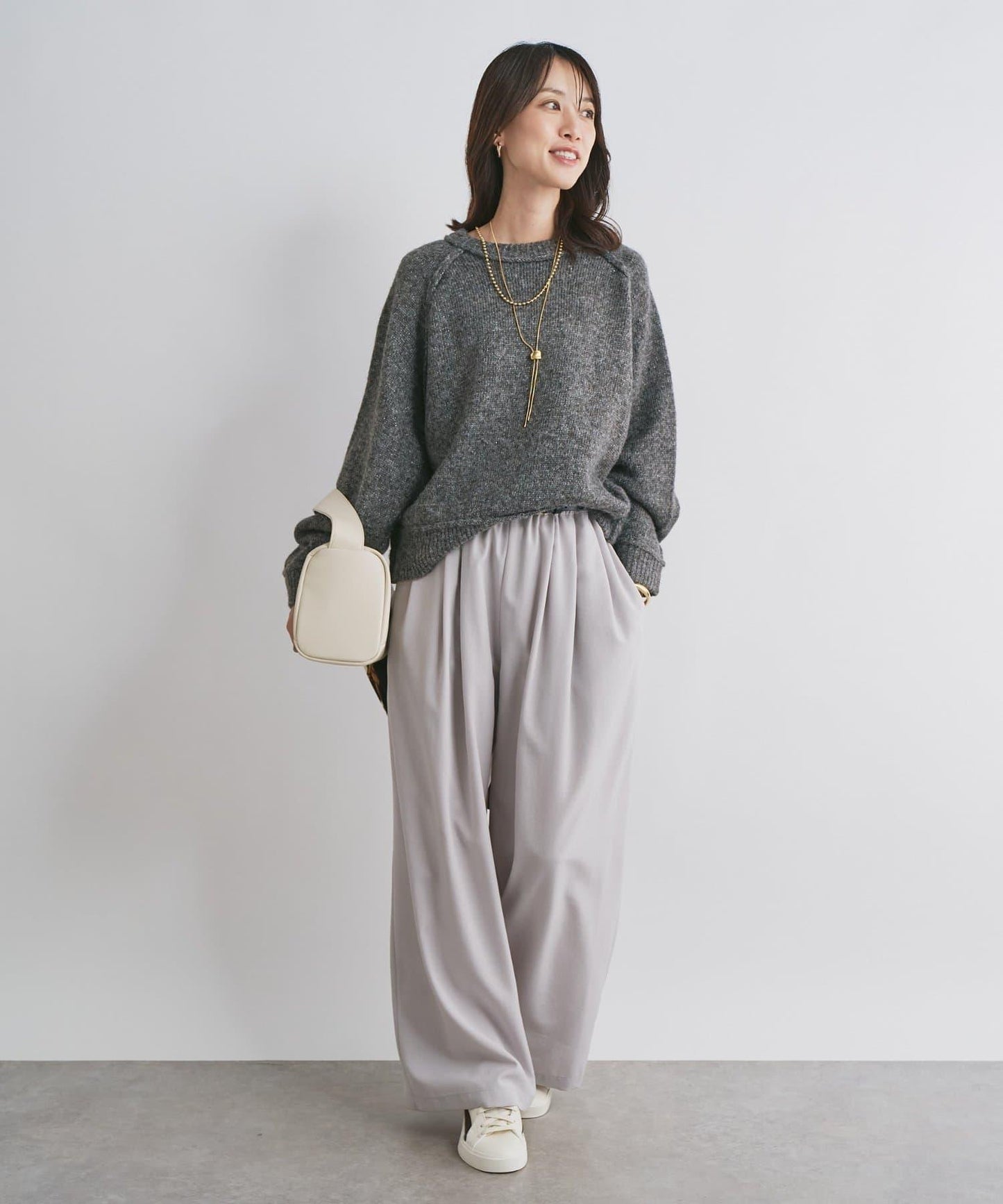 拉鍊亮絲紗線插肩袖針織衫