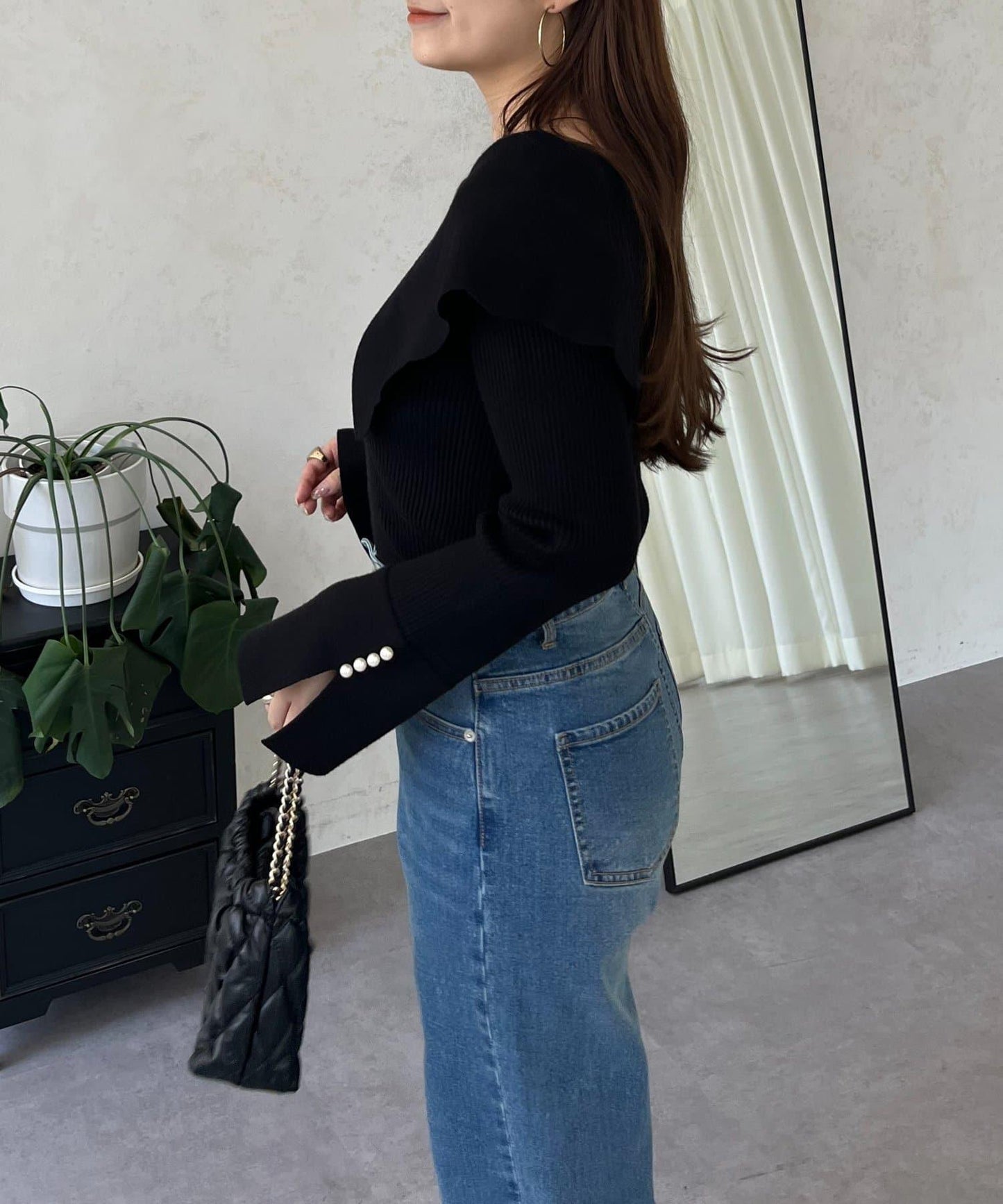 荷葉邊領針織上衣