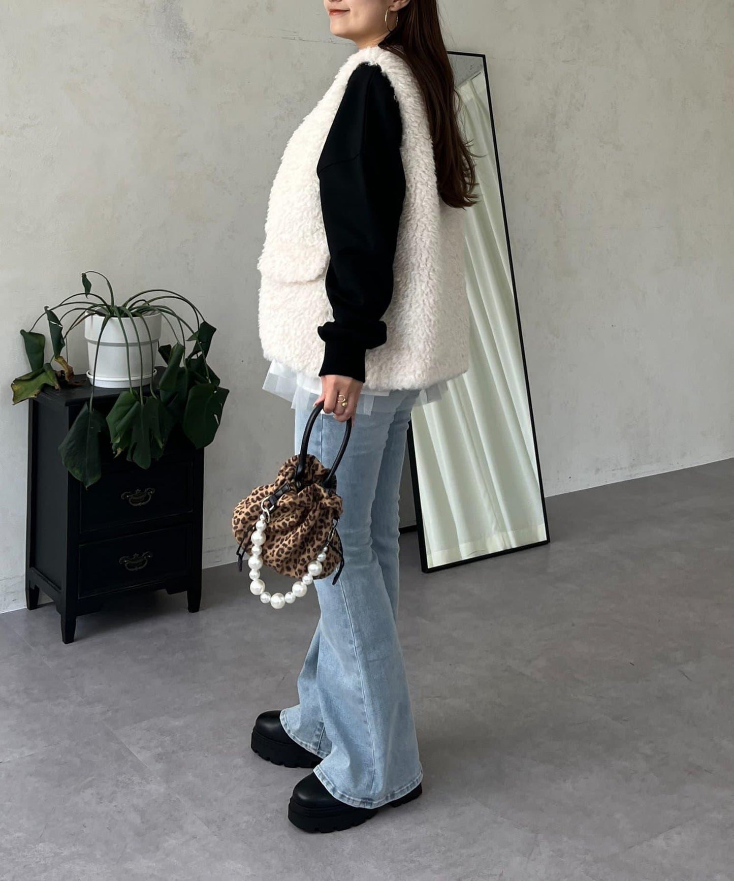 珍珠項鍊照片印花衛衣