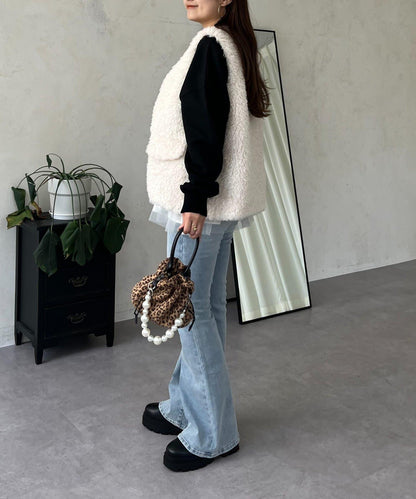 珍珠項鍊照片印花衛衣