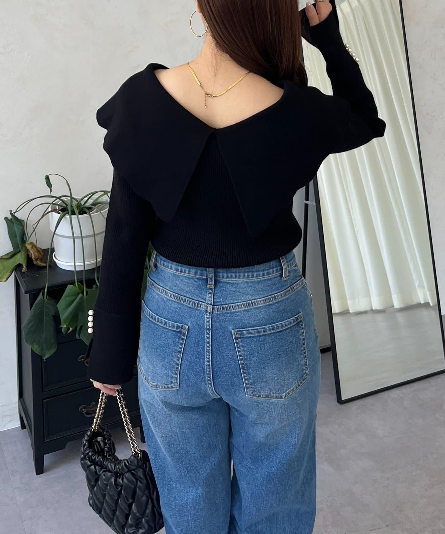 荷葉邊領針織上衣