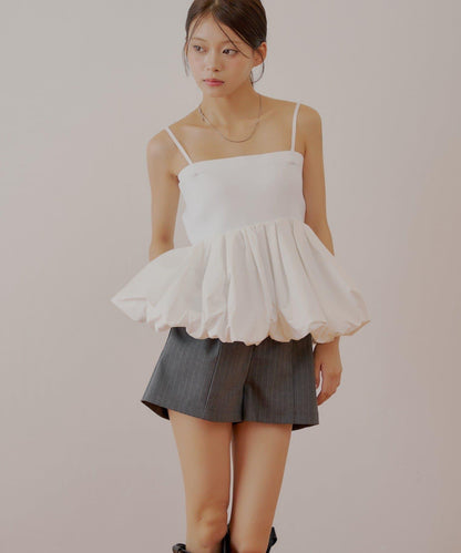 Chico 可拆卸肩帶 拼接荷葉擺 抹胸上衣