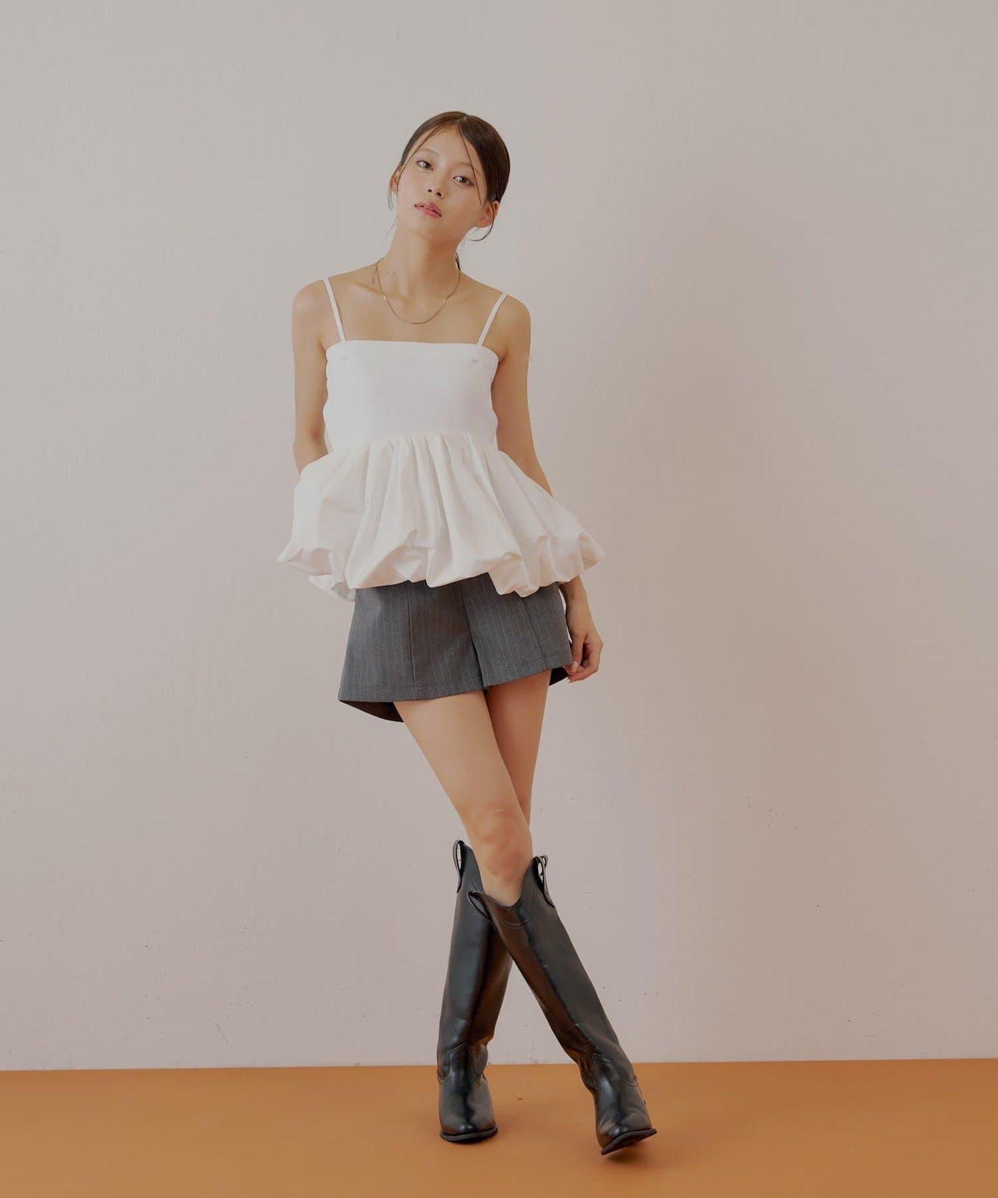 Chico 可拆卸肩帶 拼接荷葉擺 抹胸上衣