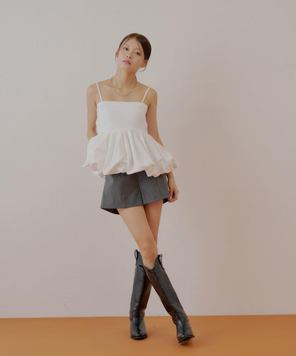 Chico 可拆卸肩帶 拼接荷葉擺 抹胸上衣