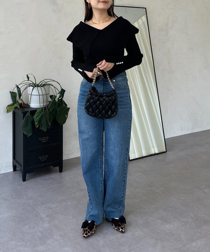 荷葉邊領針織上衣