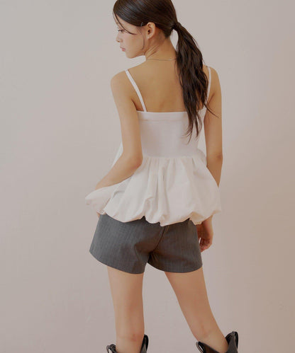 Chico 可拆卸肩帶 拼接荷葉擺 抹胸上衣