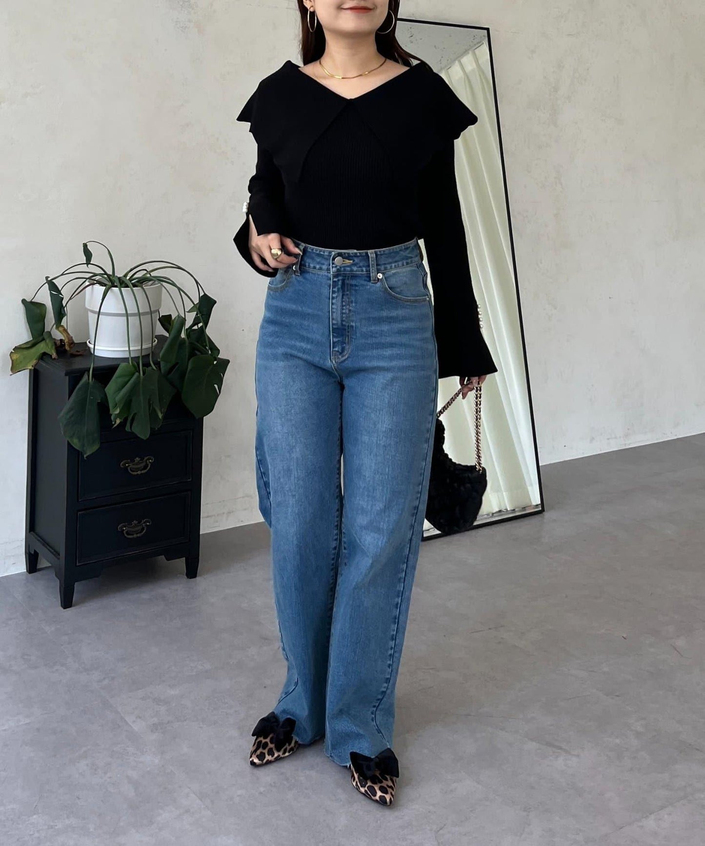 荷葉邊領針織上衣