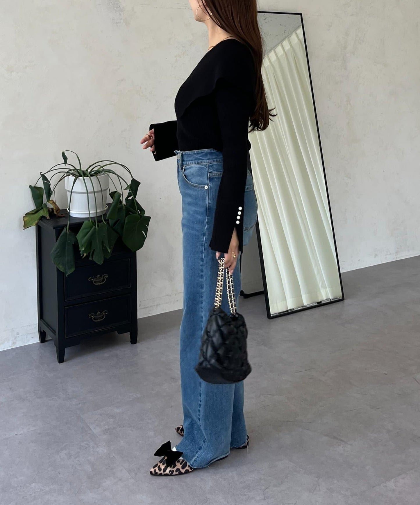 荷葉邊領針織上衣