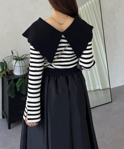 荷葉邊領針織上衣