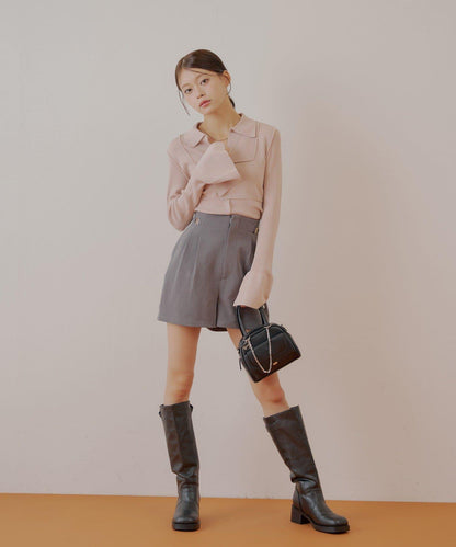 【Chico】帶吊飾褶皺短褲