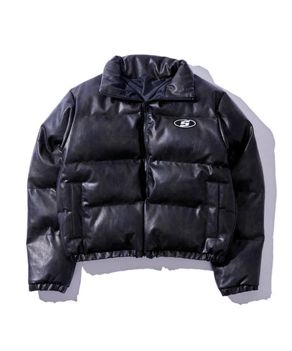 【UNISEX/有尺碼選擇】S字母復古風格加棉皮夾克