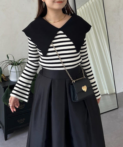 荷葉邊領針織上衣