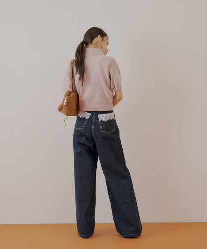 【Chico】亮絲天鵝絨高領短袖針織衫