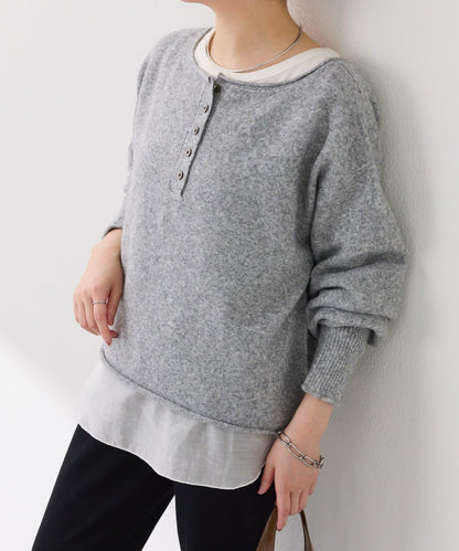 【前後兩穿】2WAY圓弧下襬亨利領針織衫