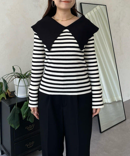 荷葉邊領針織上衣