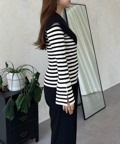 荷葉邊領針織上衣