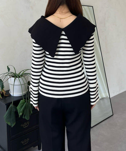 荷葉邊領針織上衣