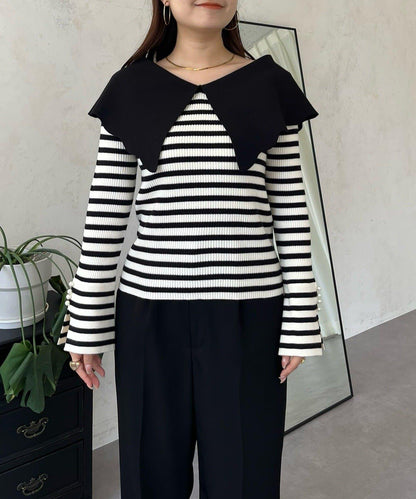 荷葉邊領針織上衣