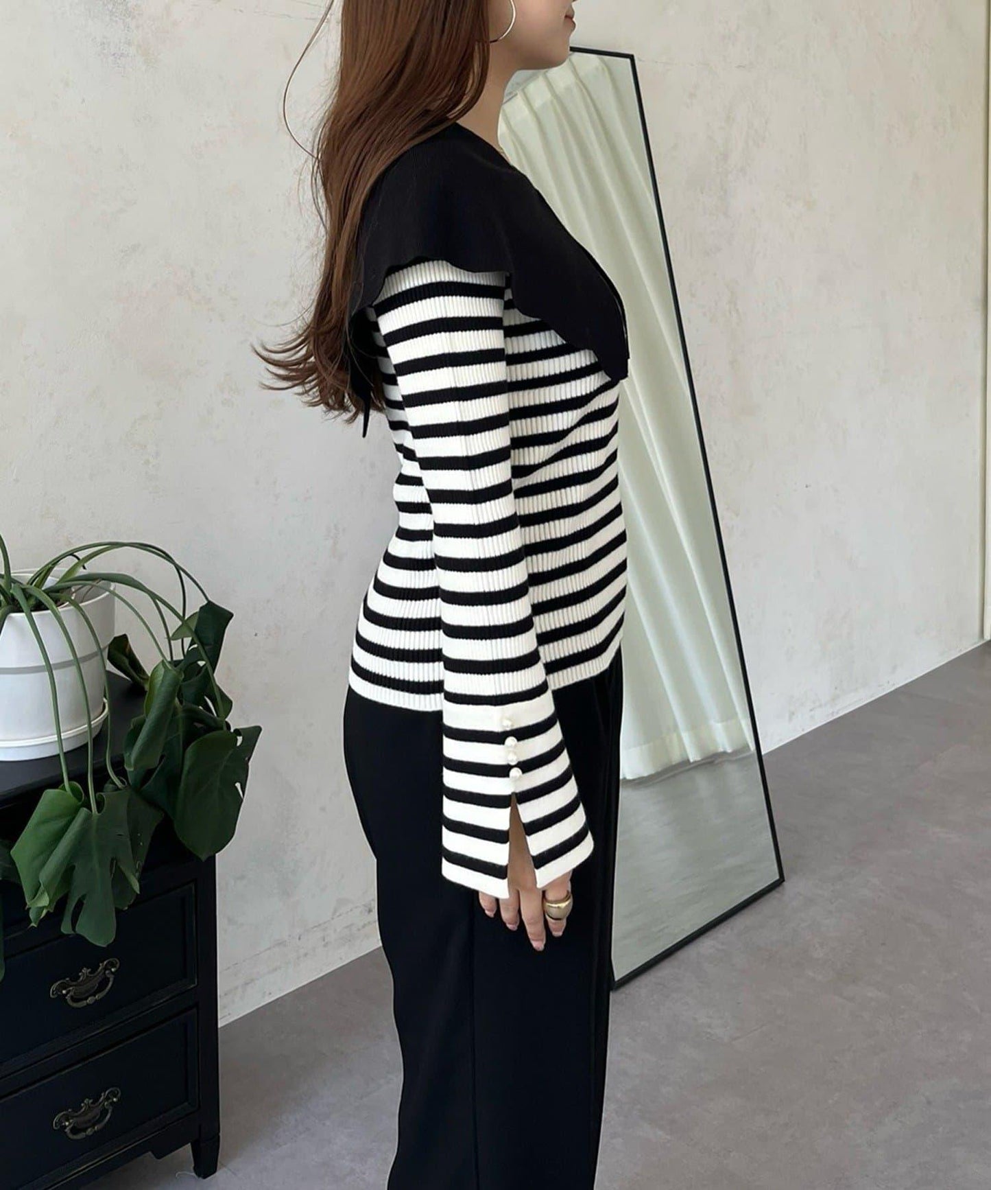 荷葉邊領針織上衣