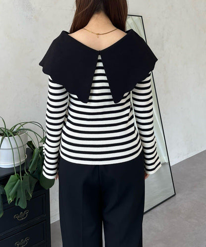 荷葉邊領針織上衣