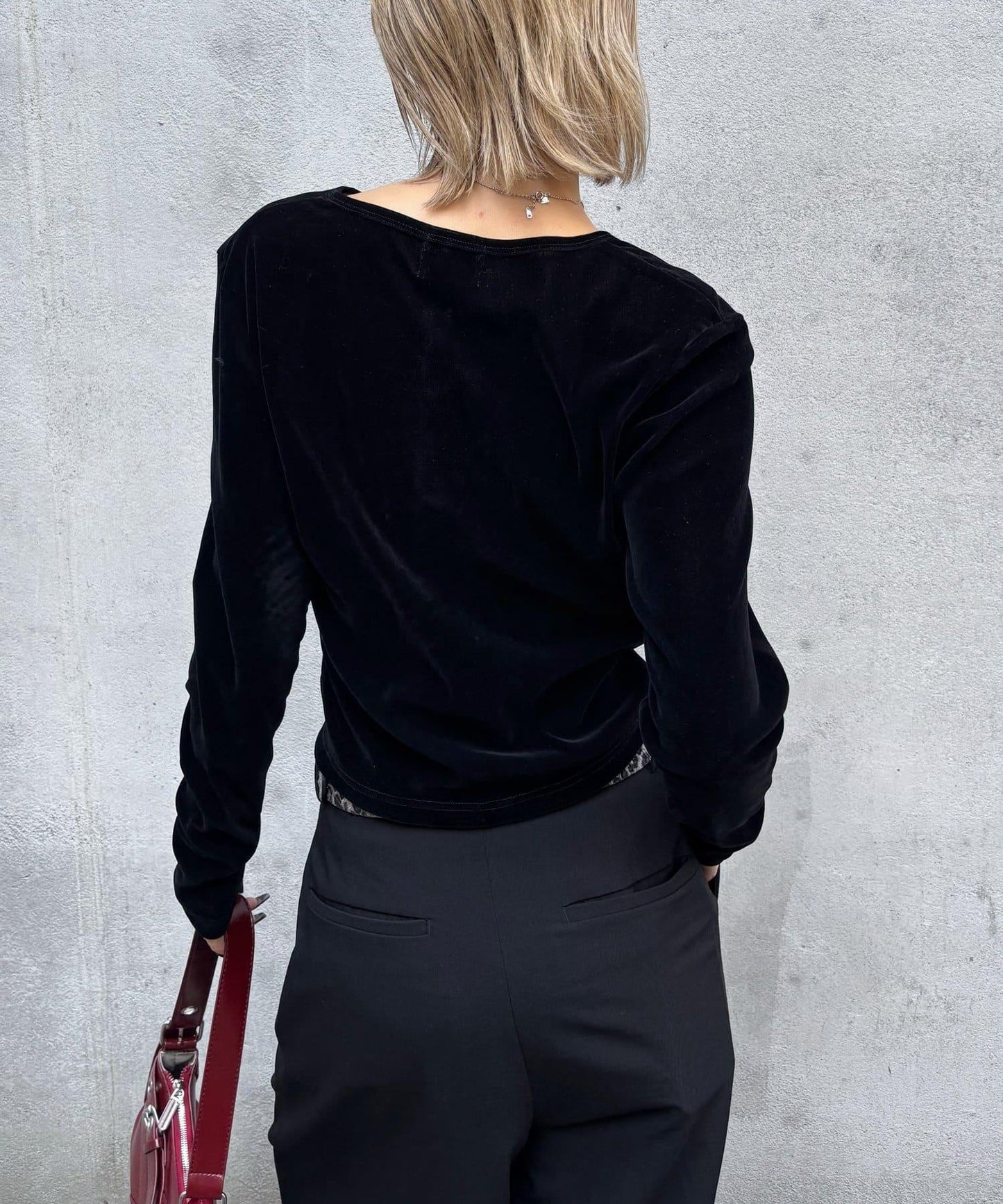 植絨網紗亨利領上衣