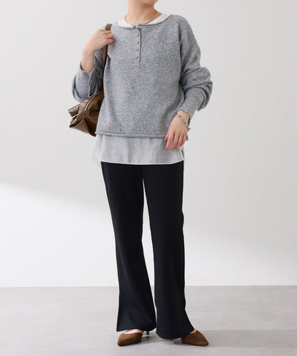 【前後兩穿】2WAY圓弧下襬亨利領針織衫