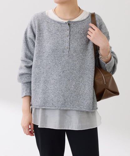 【前後兩穿】2WAY圓弧下襬亨利領針織衫