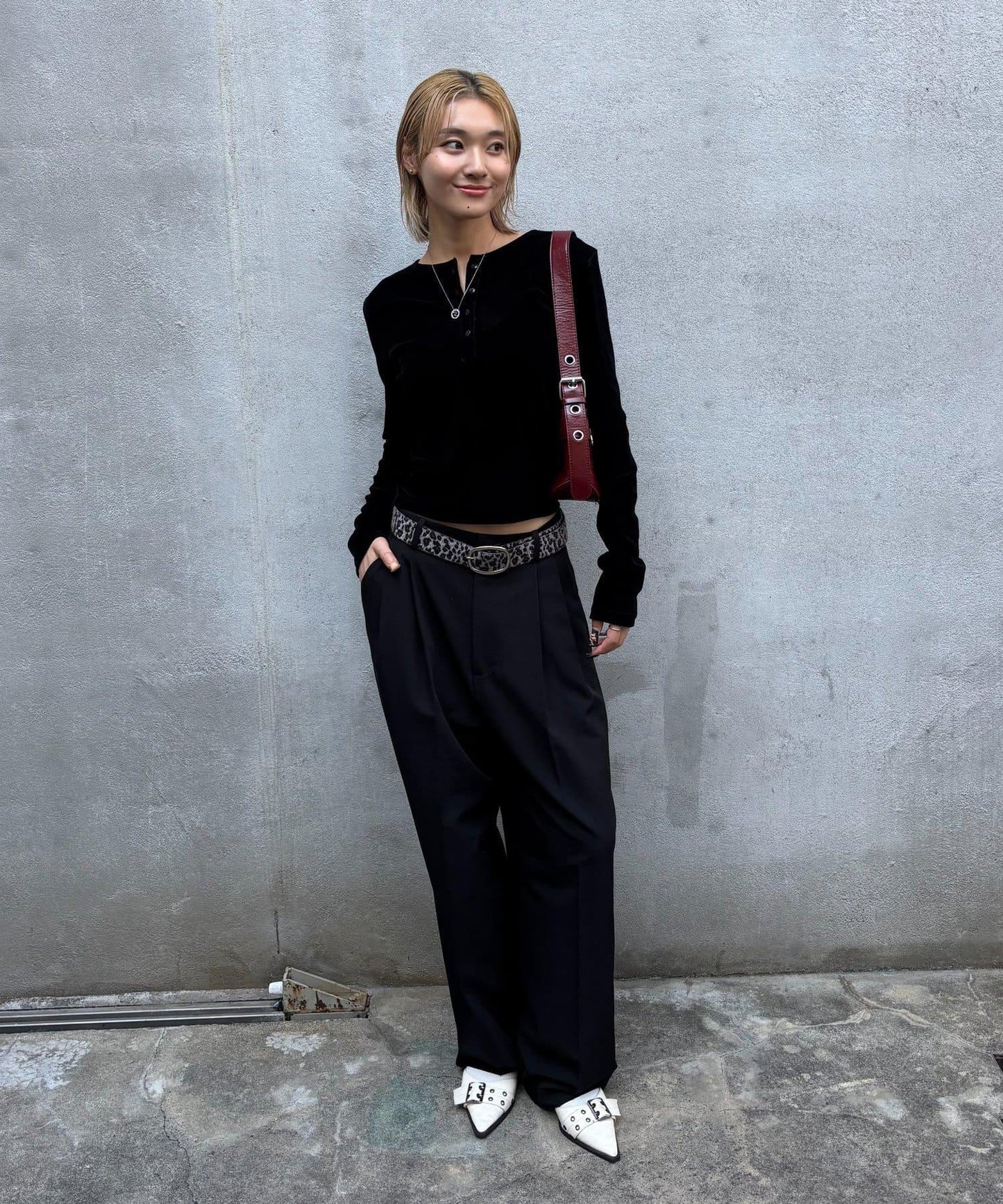 植絨網紗亨利領上衣