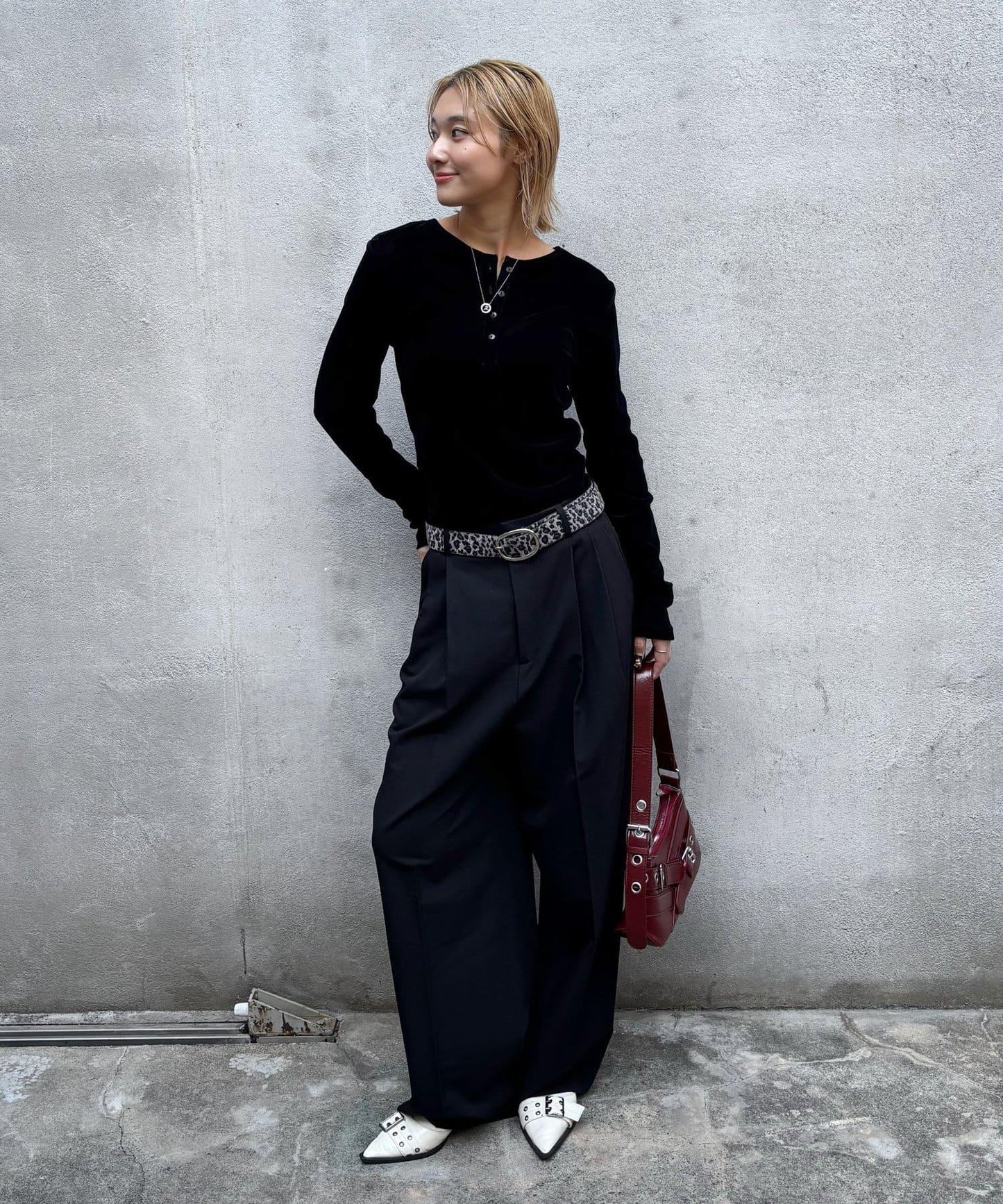 植絨網紗亨利領上衣