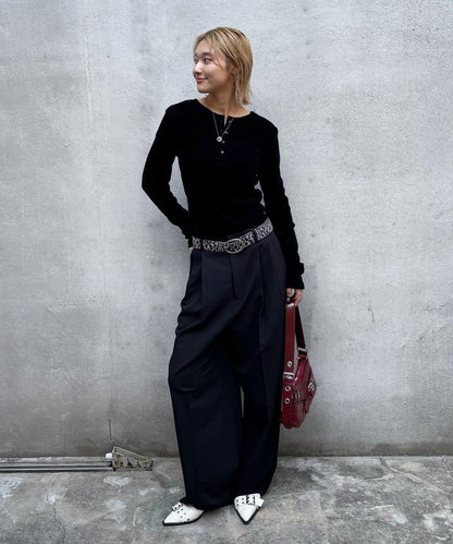 植絨網紗亨利領上衣